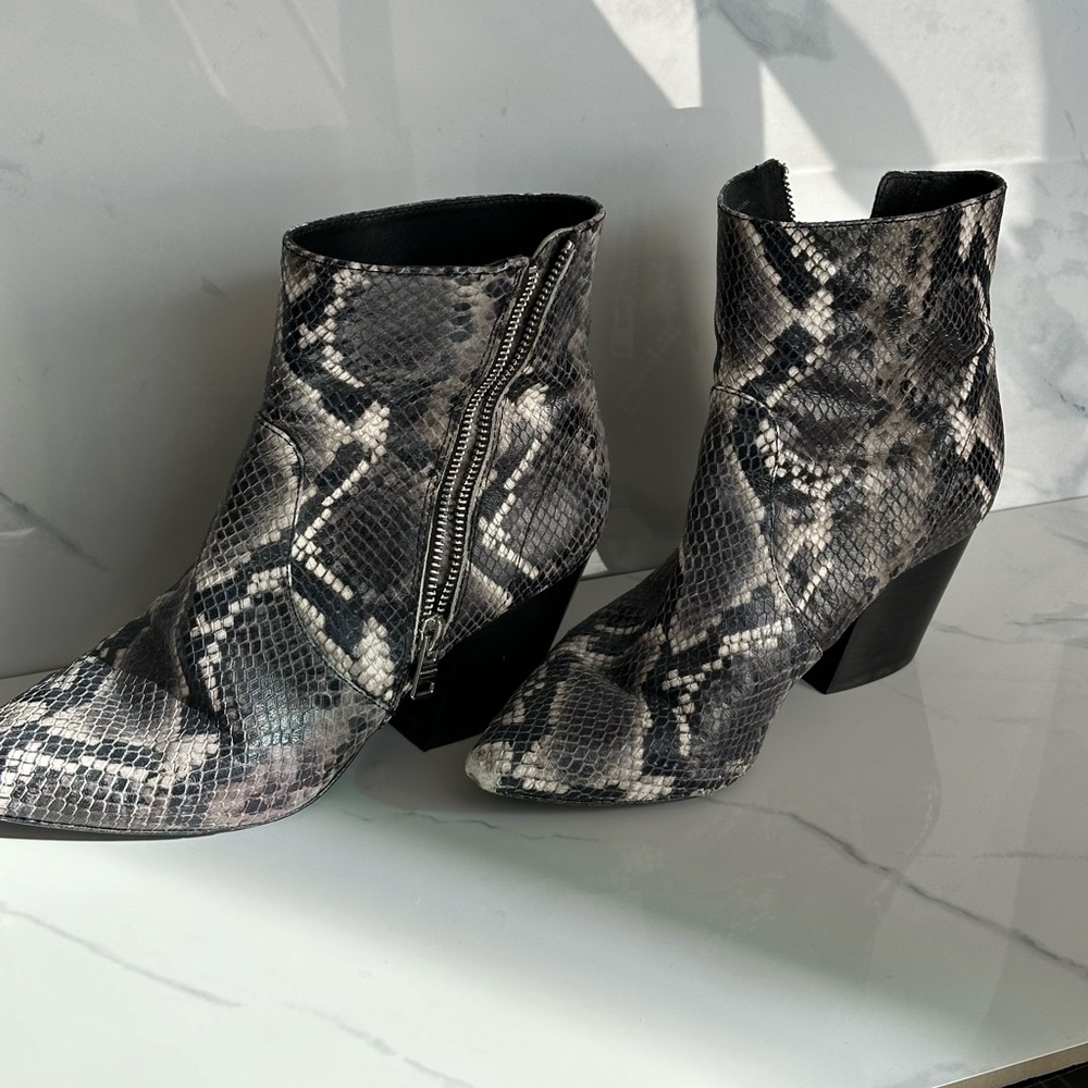 AllSaints Snake Skin Booties